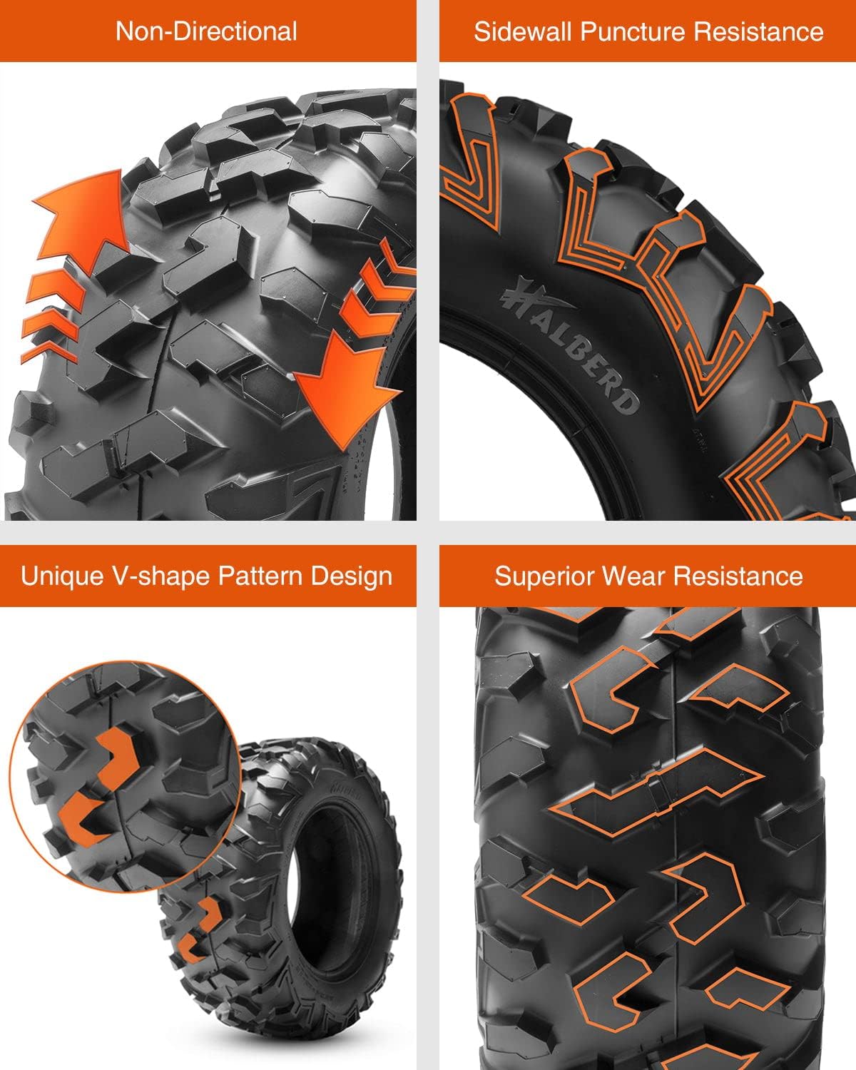 Set of 4 ATV UTV Tires 25x8-12 25x10-12 17MM Tread Depth P645
