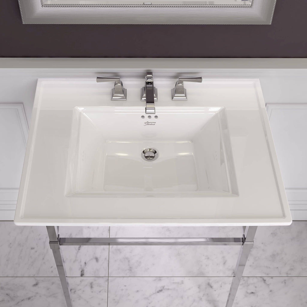 White 30-in Rectangular Fireclay Pedestal Sink Top J986