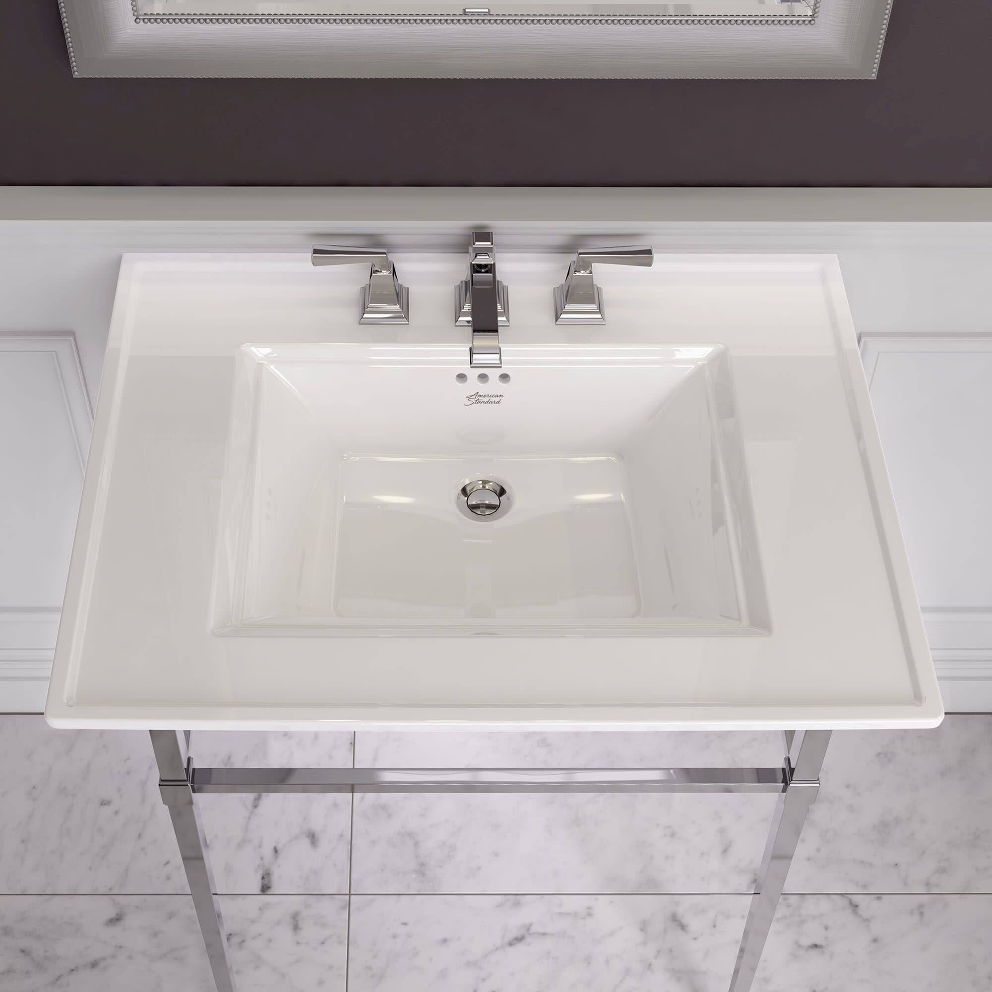 White 30-in Rectangular Fireclay Pedestal Sink Top J986