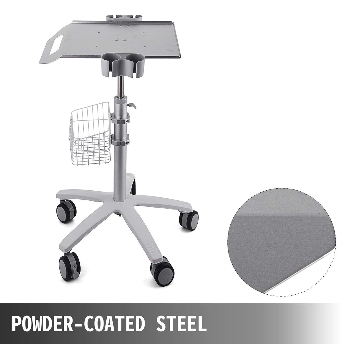 Mobile Trolley Cart Height Adjustable Rolling Desktop Cart with Large Tabletop X117