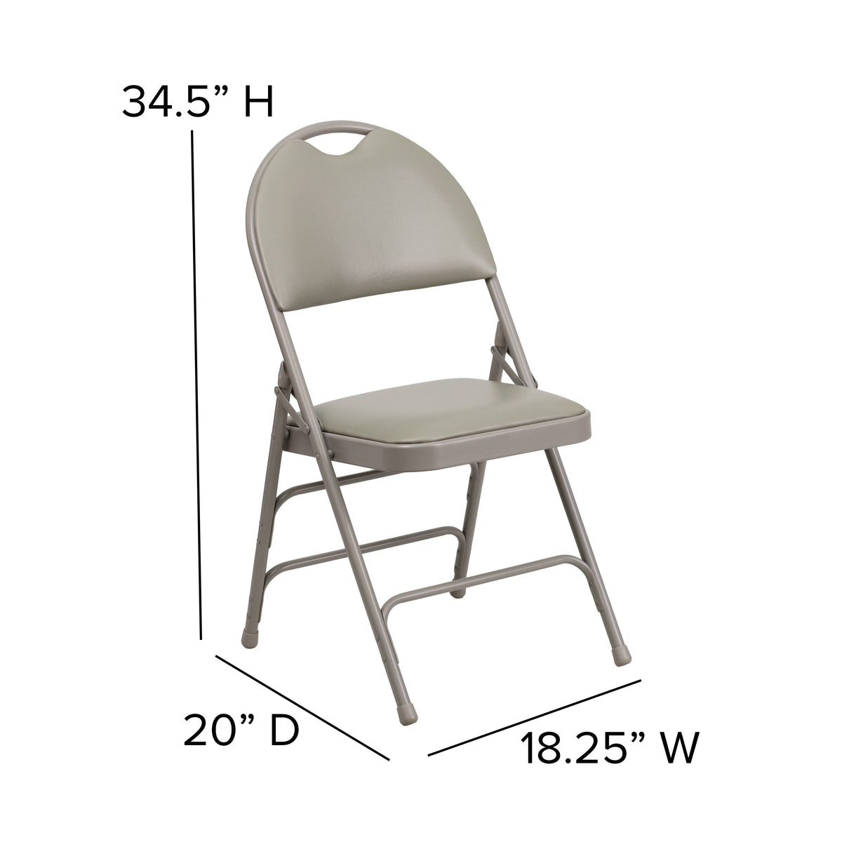 4 Pack Extra Large Triple Braced Folding Chair Gray Vinyl U3860