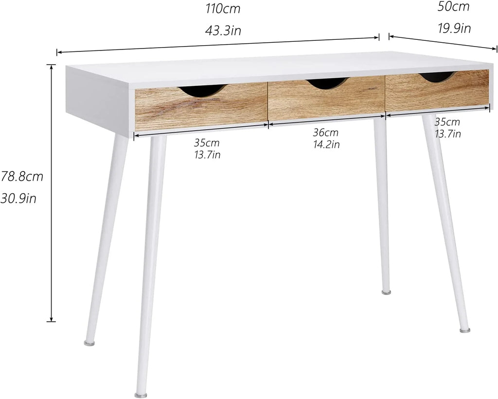 Computer Desk with 3 Drawers, 43 Inches X618
