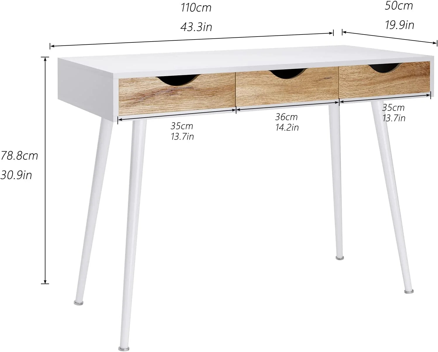 Computer Desk with 3 Drawers, 43 Inches X618
