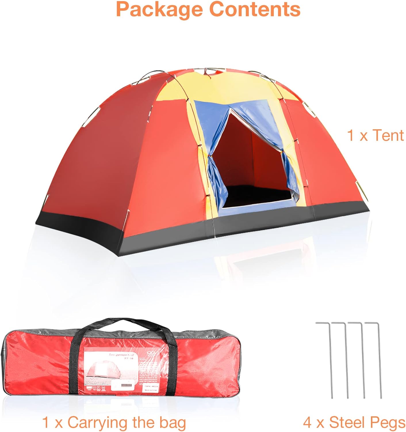 8 Person Lightweight Camping Tent with Carry Bag S72979