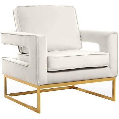 Velvet Cream Armchair with Gold Legs D261