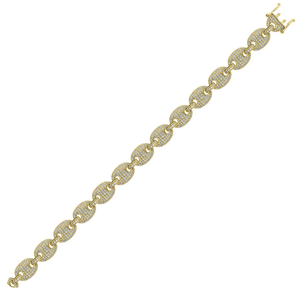 925 Sterling Silver Yellow CZ Pave 10mm 28 Inch Mariner Link Chain N8413