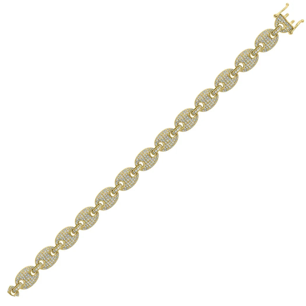 925 Sterling Silver Yellow CZ Pave 10mm 28 Inch Mariner Link Chain N8413