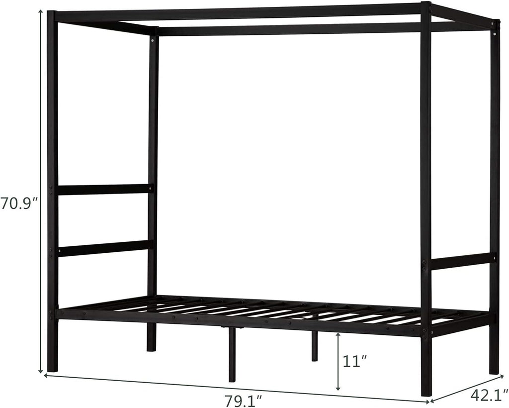 Black Twin Size Canopy Bed Frame T494