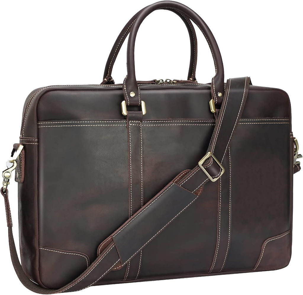 Full Grain Leather 18.5'' Laptop Briefcase Messenger Bag M23846