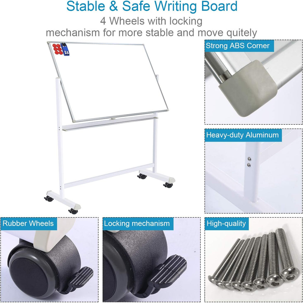 60x40 Double Sided Dry Erase Board with Stand on Wheels I78820