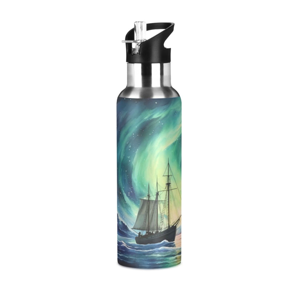 Stainless Steel Insulated Thermos Vacuum Flask Water Bottle with Straw Lid I693