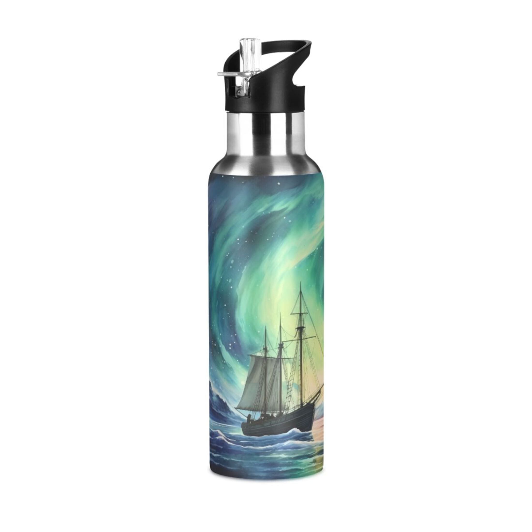 Stainless Steel Insulated Thermos Vacuum Flask Water Bottle with Straw Lid I693