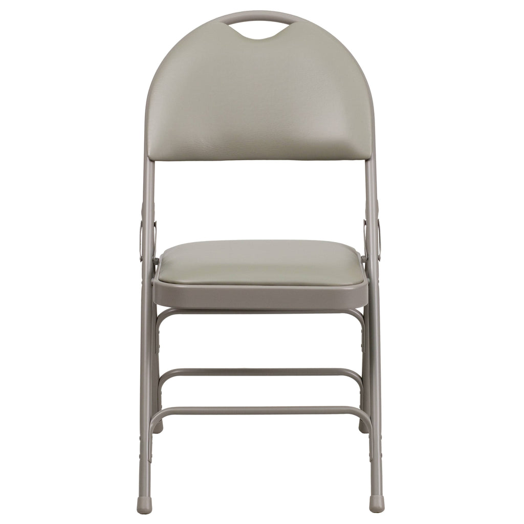 4 Pack Extra Large Triple Braced Folding Chair Gray Vinyl U3860