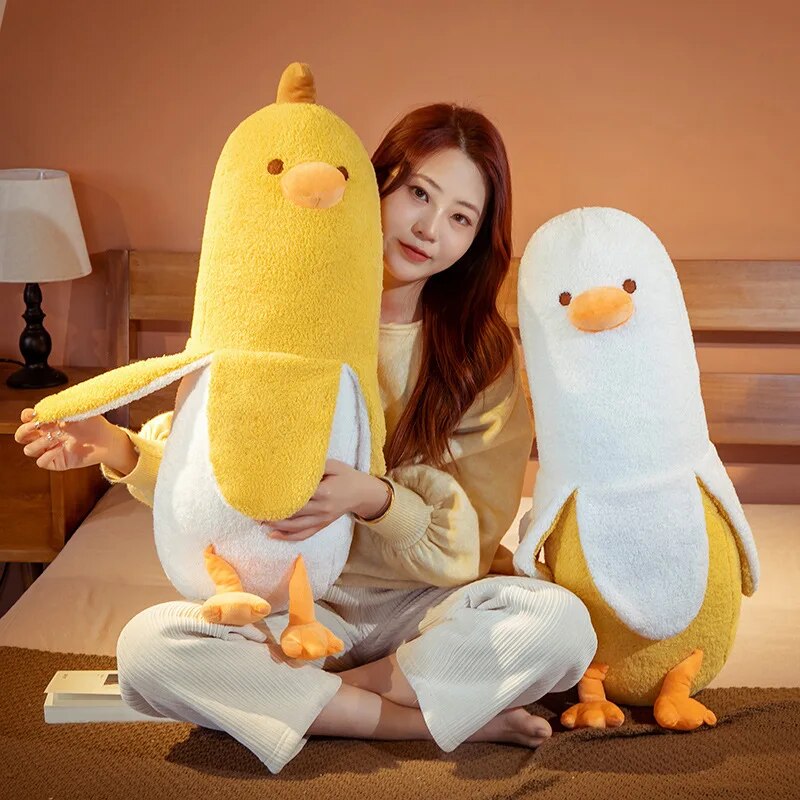 Kawaii Banana Duck Plush Toys 27CM Soft Down Cotton Cartoon Cushion X5482