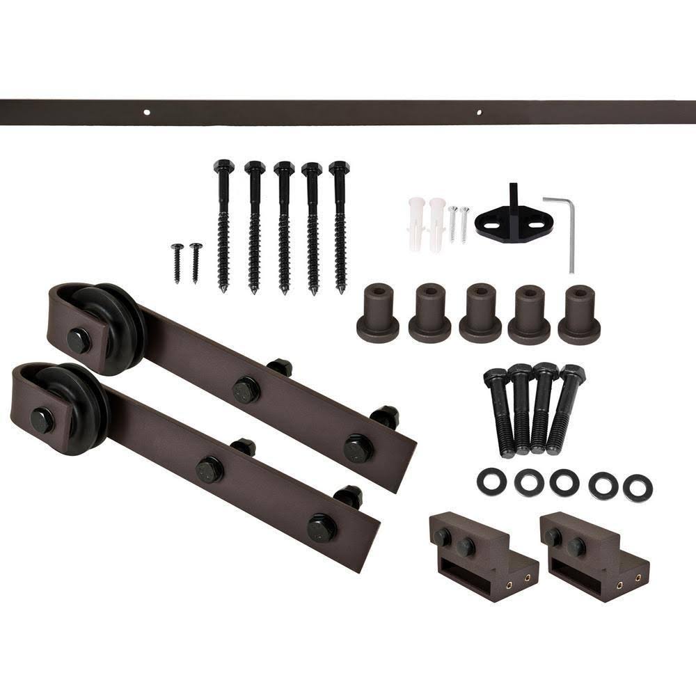24 in. x 84 in. Weather Oak Stained Wood Interior Sliding Barn Door with Hardware Kit A9509