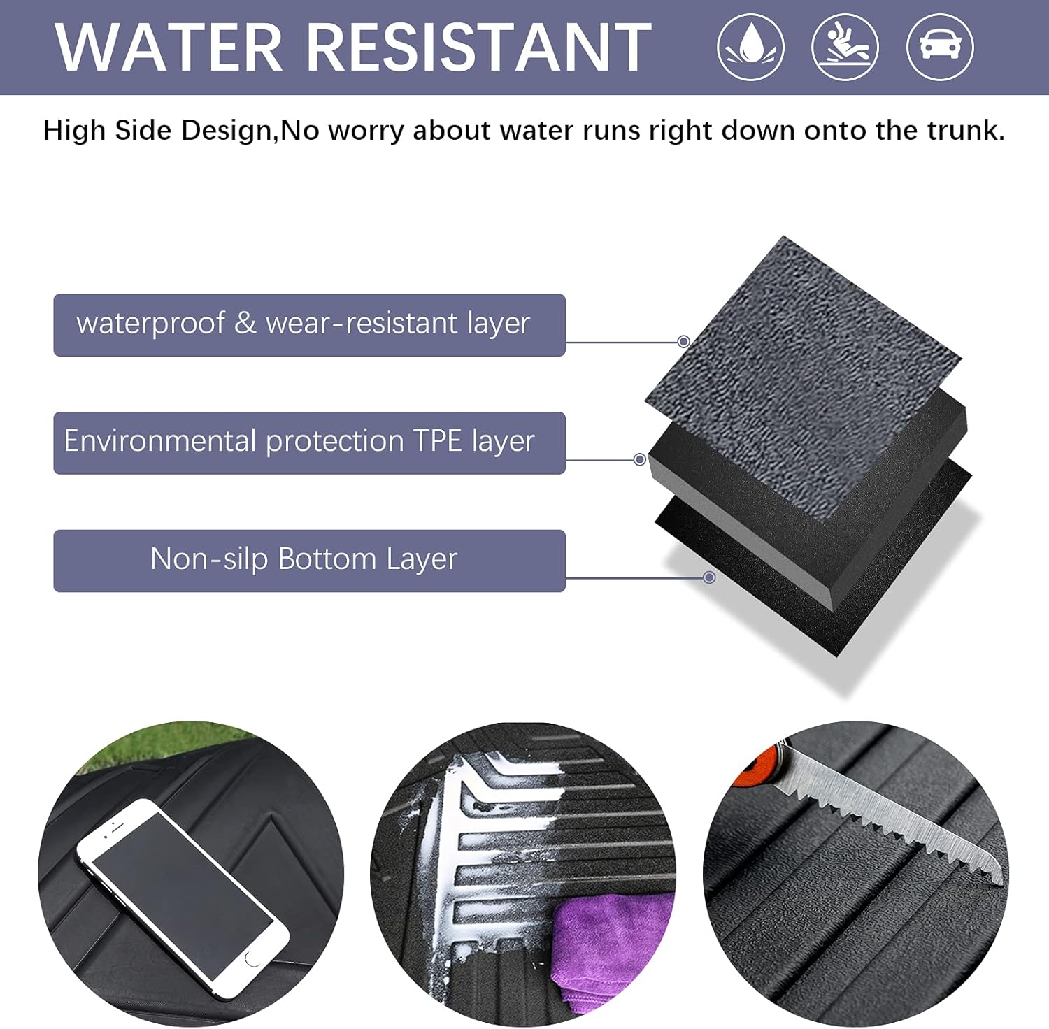 Black TPO Waterproof Rear Cargo Mat U378