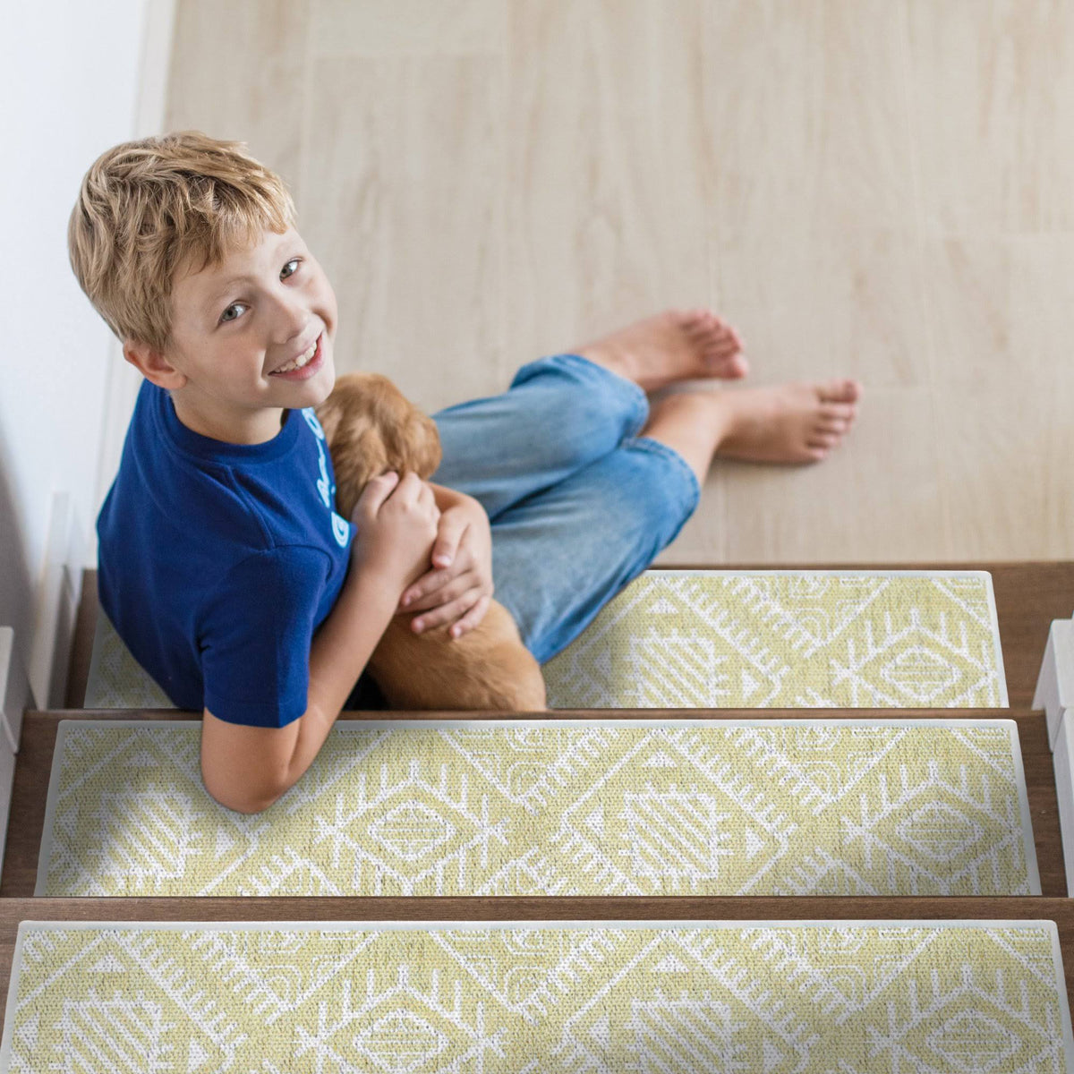 9x22 x 28x22 Cotton Anti-Slip Carpet Stair Treads with Double Adhesive Tape H50494