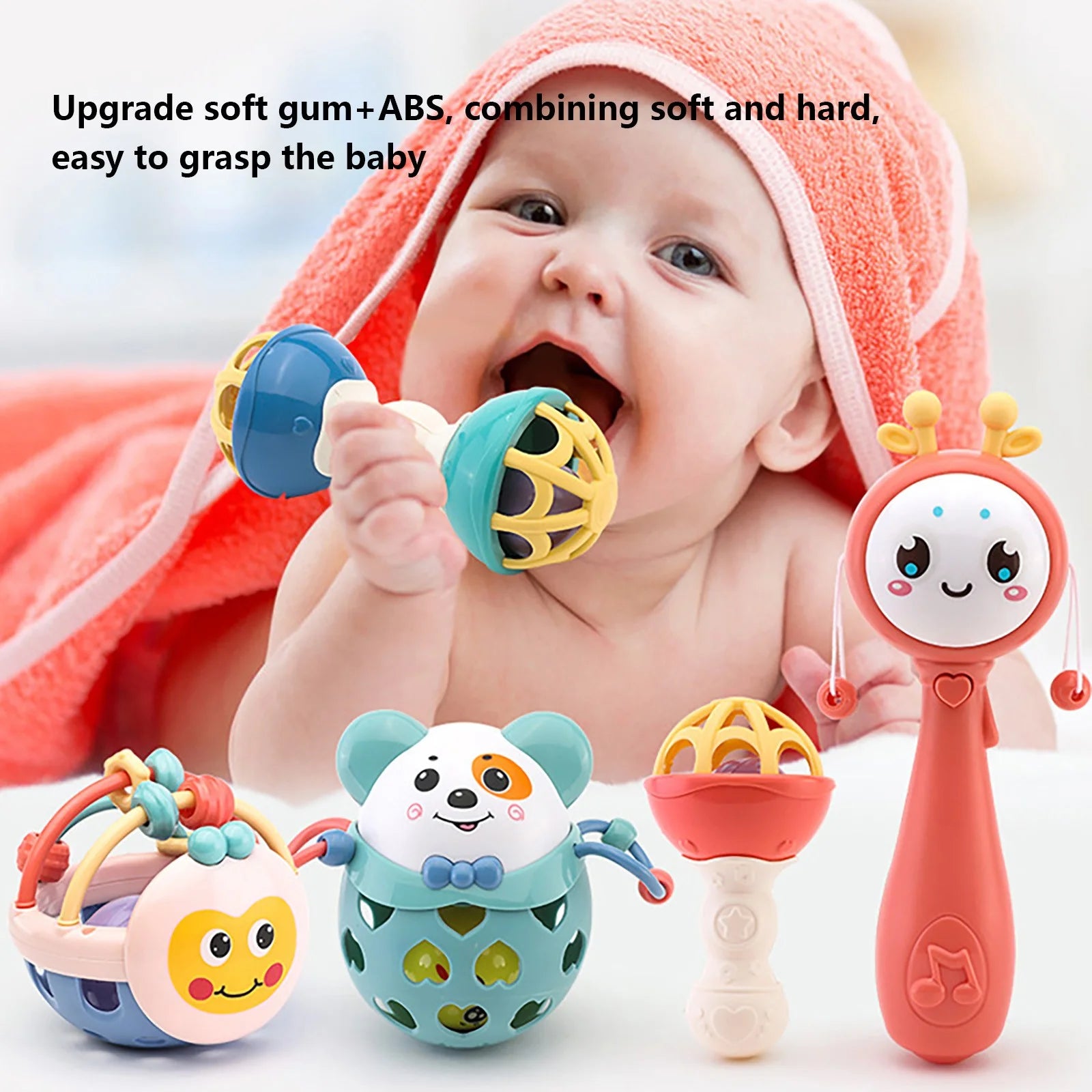 5pcs Baby Rattle Teething Toys, Musical Toy Set S885