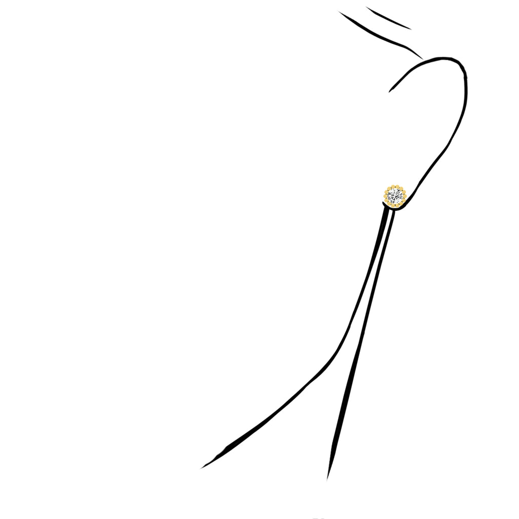 14K Gold Flower Stud Earrings L794