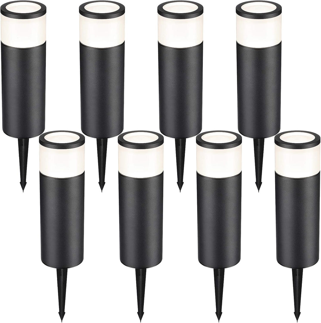 8-Pack Low Voltage LED Landscape Pathway Lights, Die-cast Aluminum, 4000K Cool White E9381
