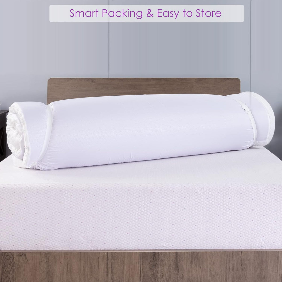 California King 3-Inch Lavender Memory Foam Mattress Topper with Removable Cover E3401