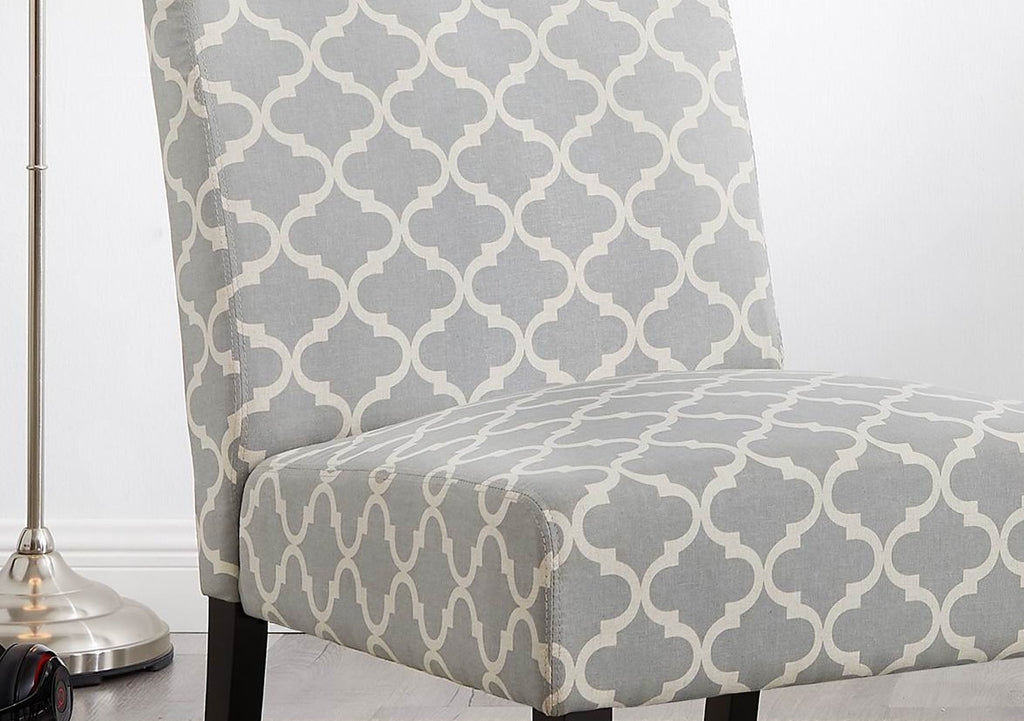 3Pc Set Gray Fabric Upholstery Side Table and 2 Chairs A6070