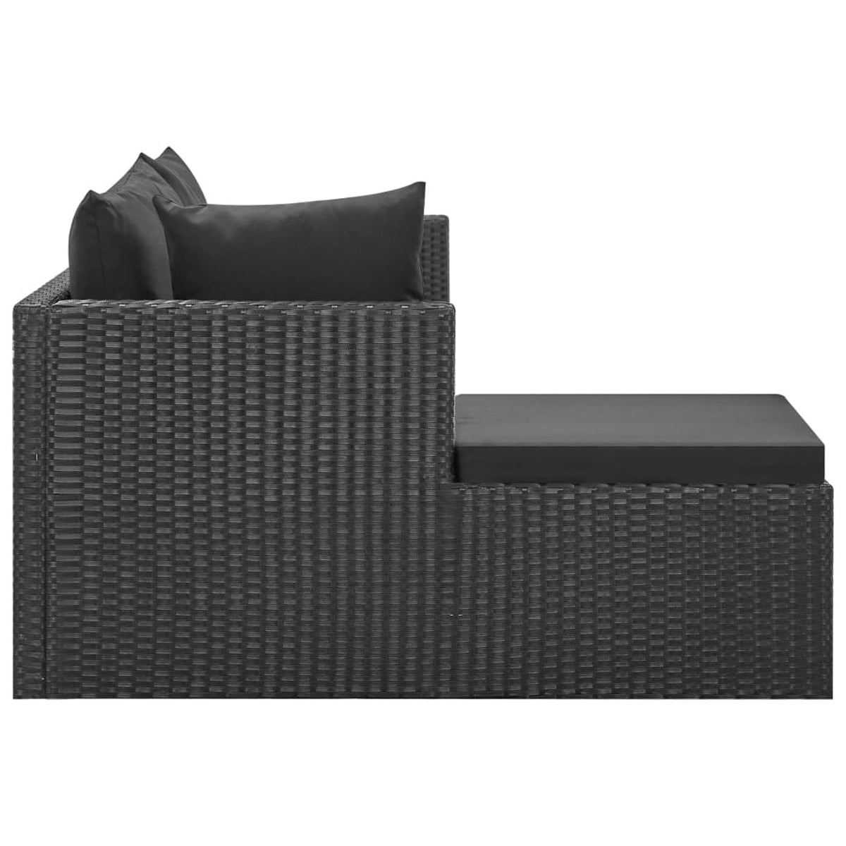 4 Piece Poly Rattan Black Outdoor Sectional Sofa Set with Cushions and Coffee Table Q9963