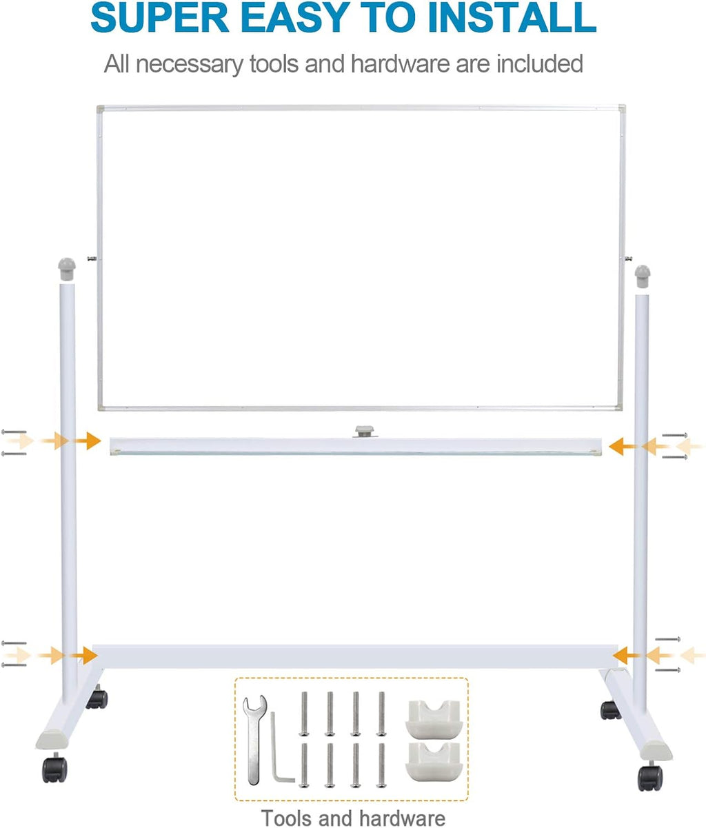 60x40 Double Sided Dry Erase Board with Stand on Wheels I78820
