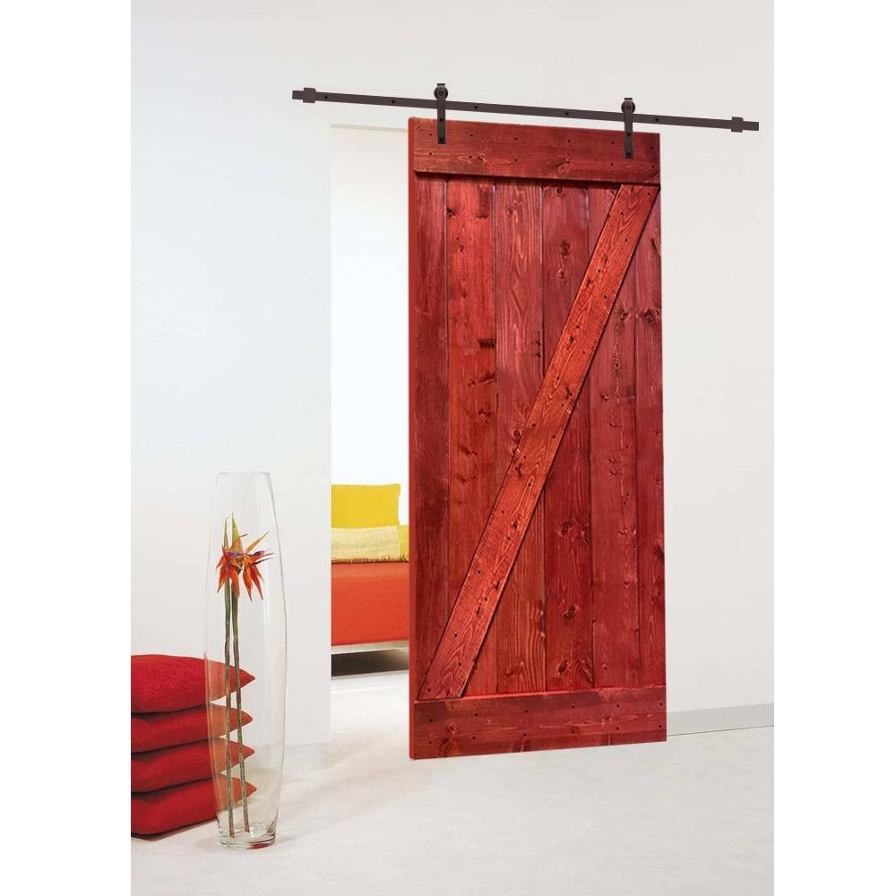 24 in. x 84 in. Weather Oak Stained Wood Interior Sliding Barn Door with Hardware Kit A9509