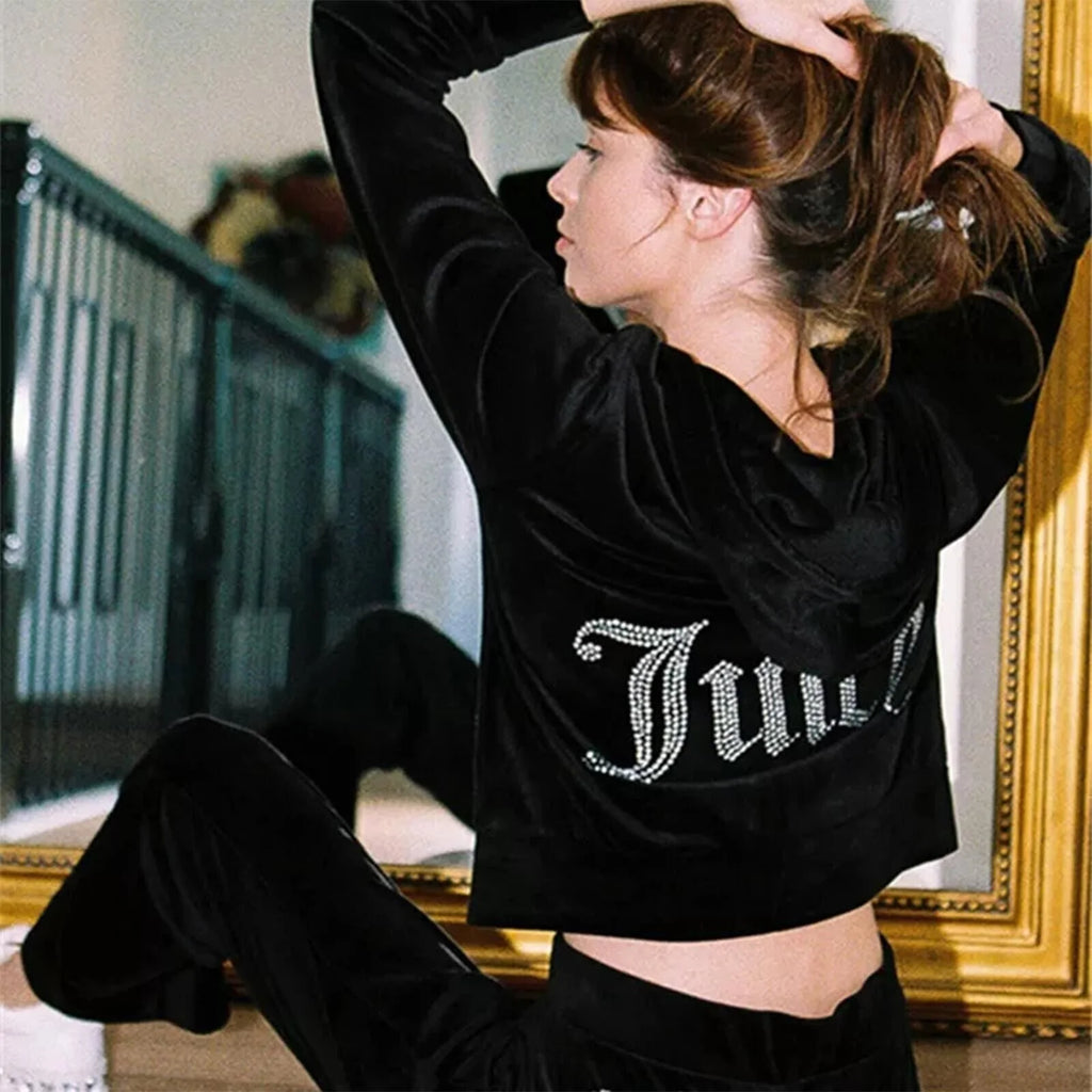 Velour 2-Piece Hoodie Tracksuit Set V13071
