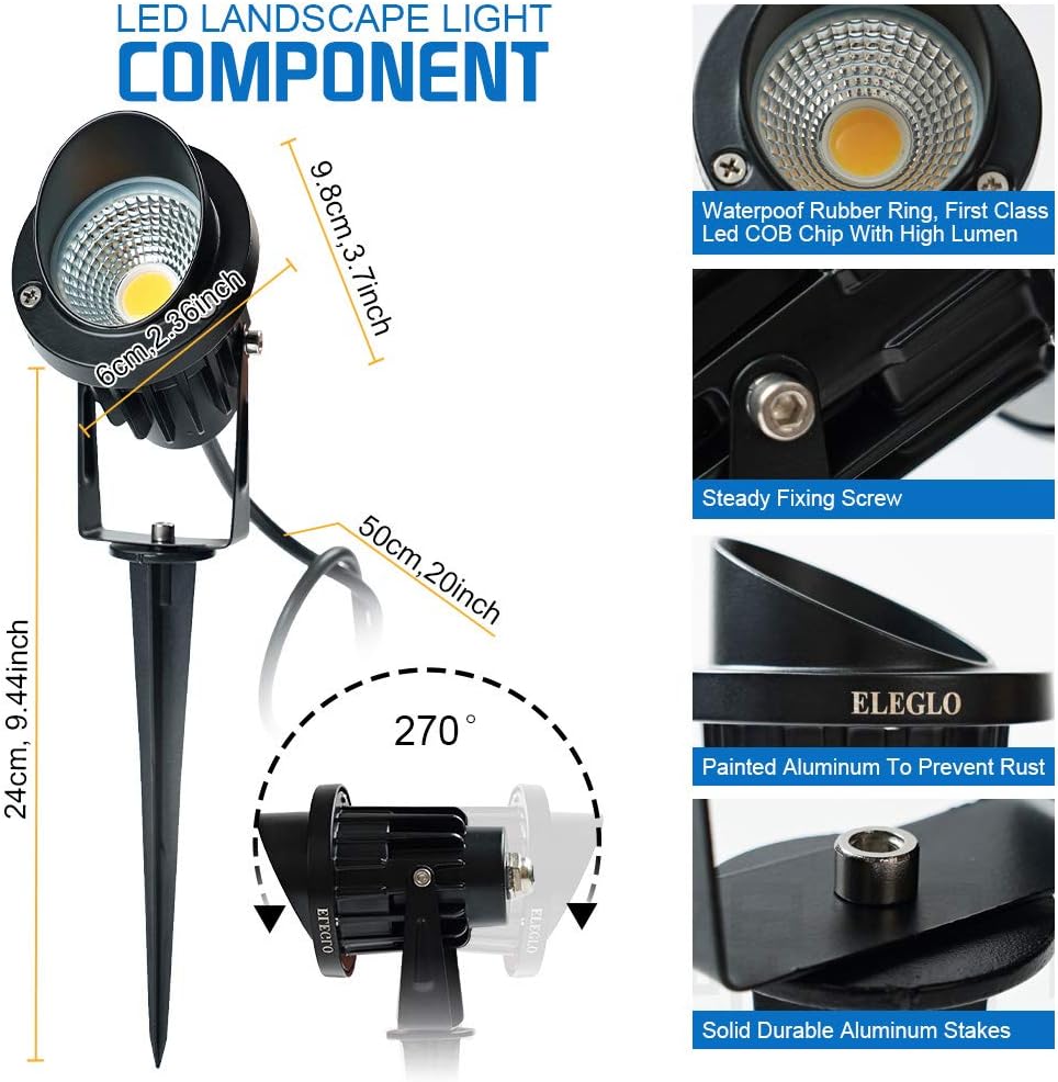 10 Pack 12v 9W LED Landscape Lights, IP65 Waterproof Warm White with Connector U527