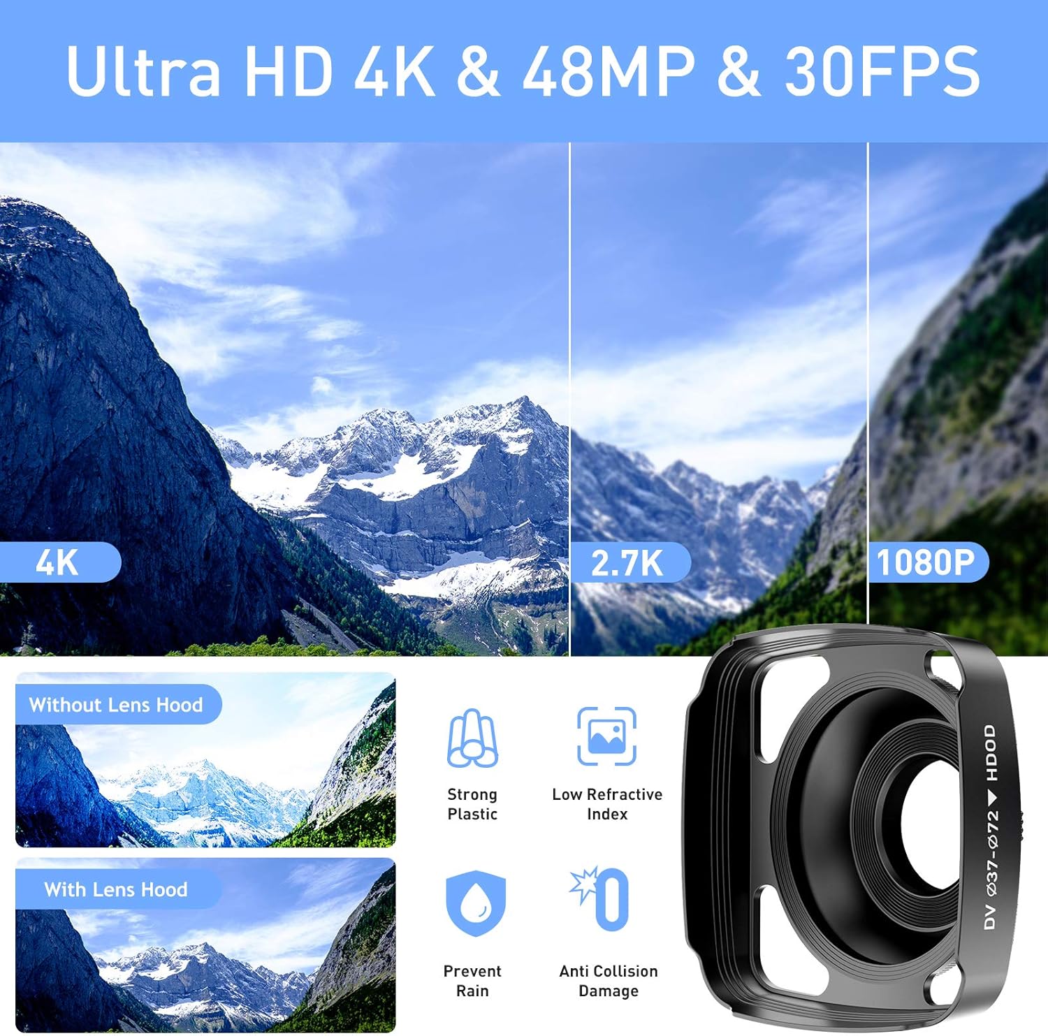 4K 48MP Ultra HD WiFi Digital Camera Camcorder with Microphone B740378