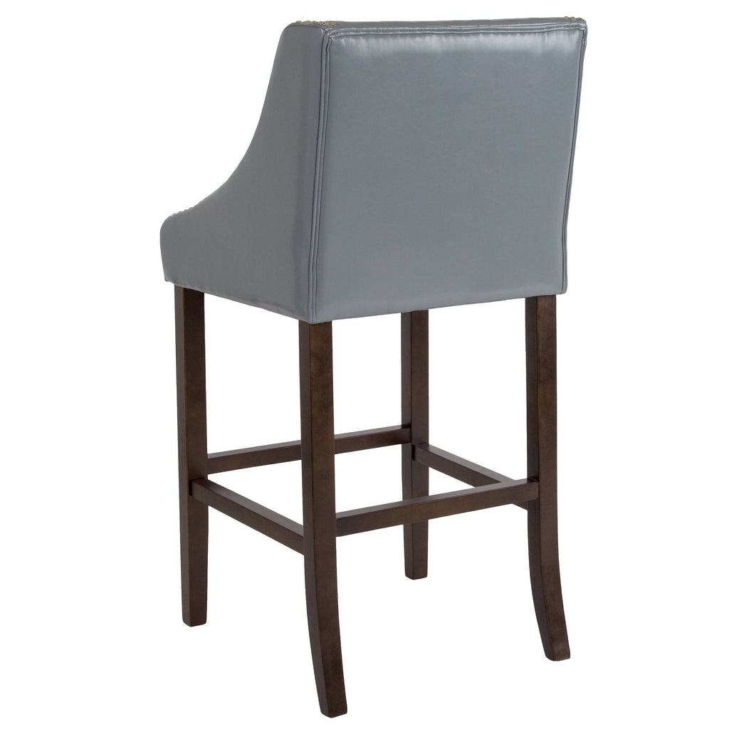 Gray and Brown Contemporary Bar Height Stool with Accent Nail Trim S85407