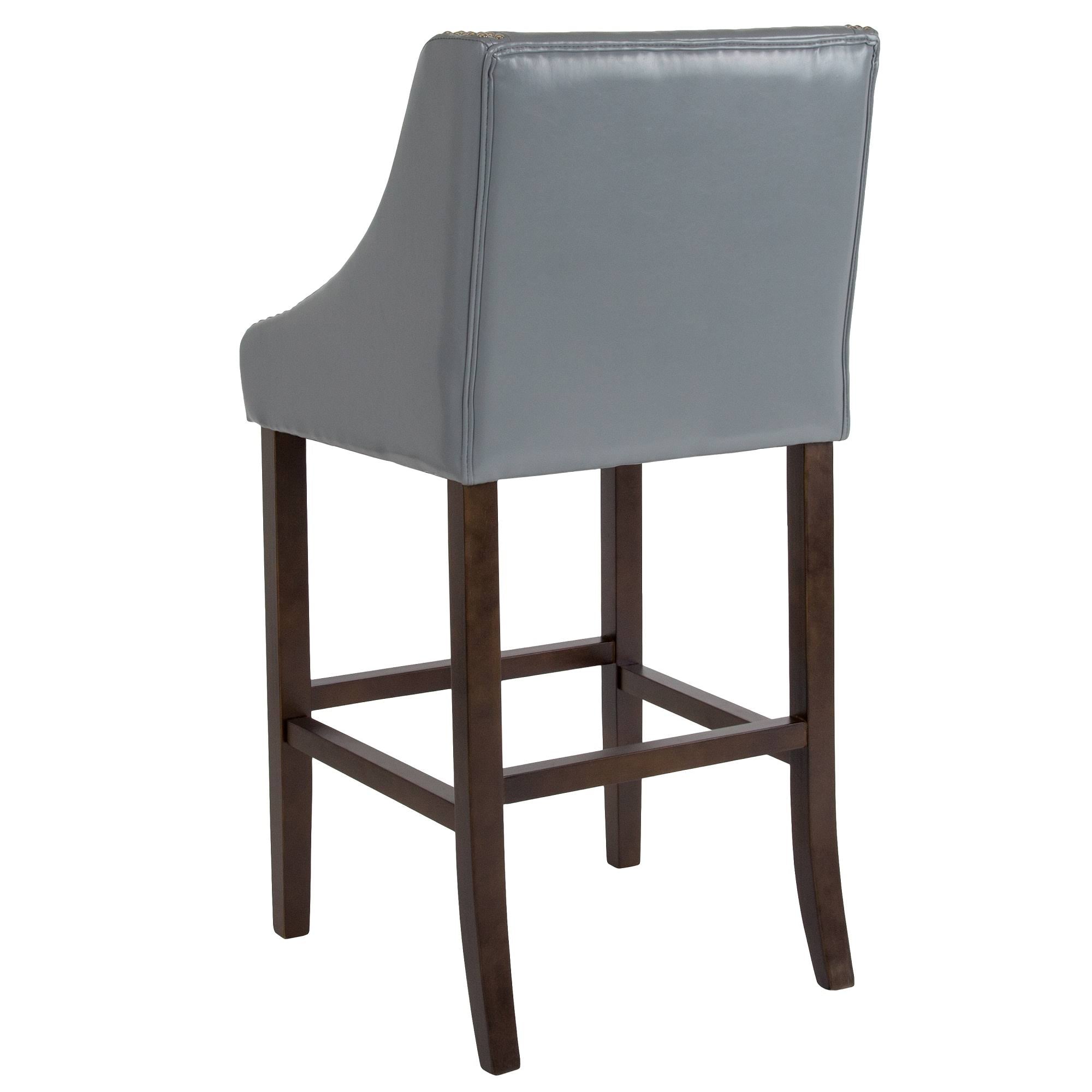 Gray and Brown Contemporary Bar Height Stool with Accent Nail Trim S85407