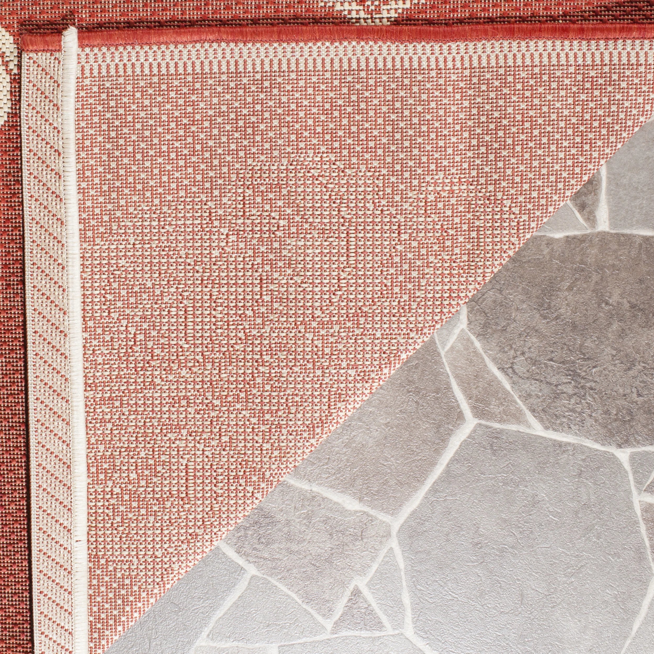 9' x 12' Red/Natural Geometric Medallion Area Rug Q67187