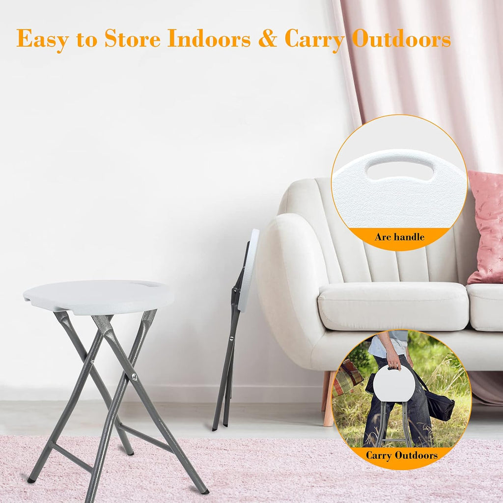 White 18 inch Set of 4 Folding Stool with Handle G128