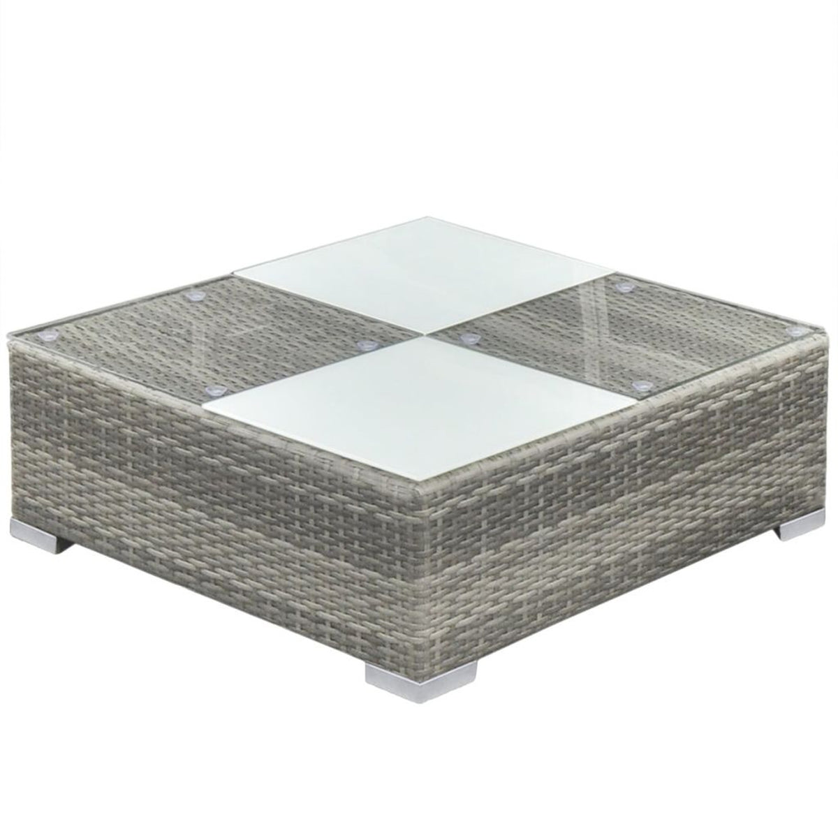 Gray Poly Rattan 6 Piece Corner Sofa Set with Coffee Table D647895