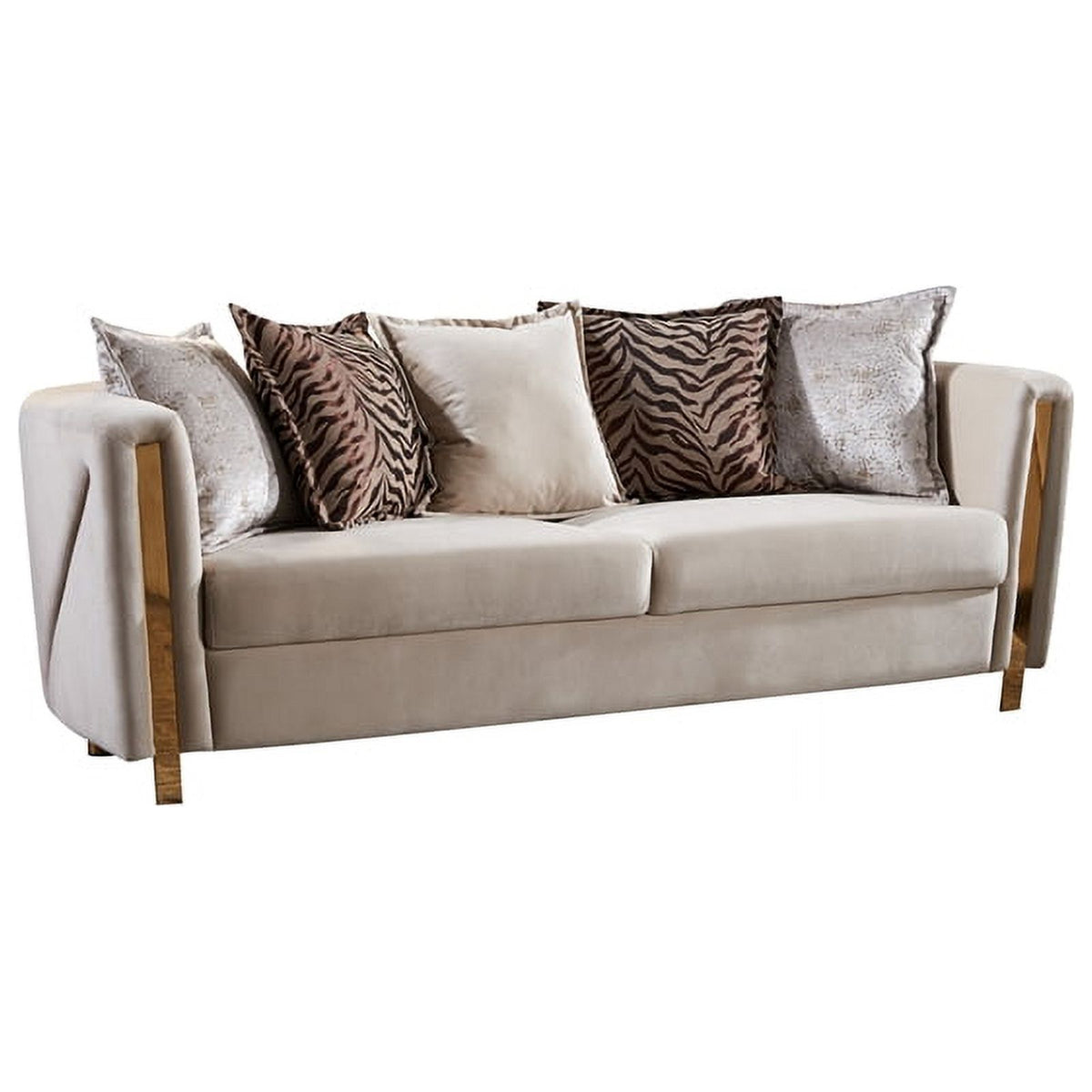 Beige Velvet 2Pc Living Room Set F658