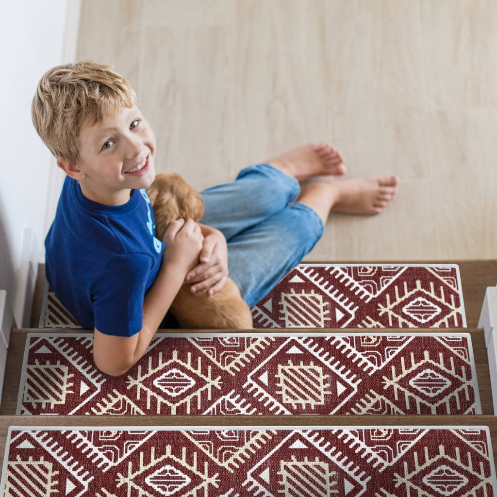 9x22 x 28x22 Cotton Anti-Slip Carpet Stair Treads with Double Adhesive Tape H50494