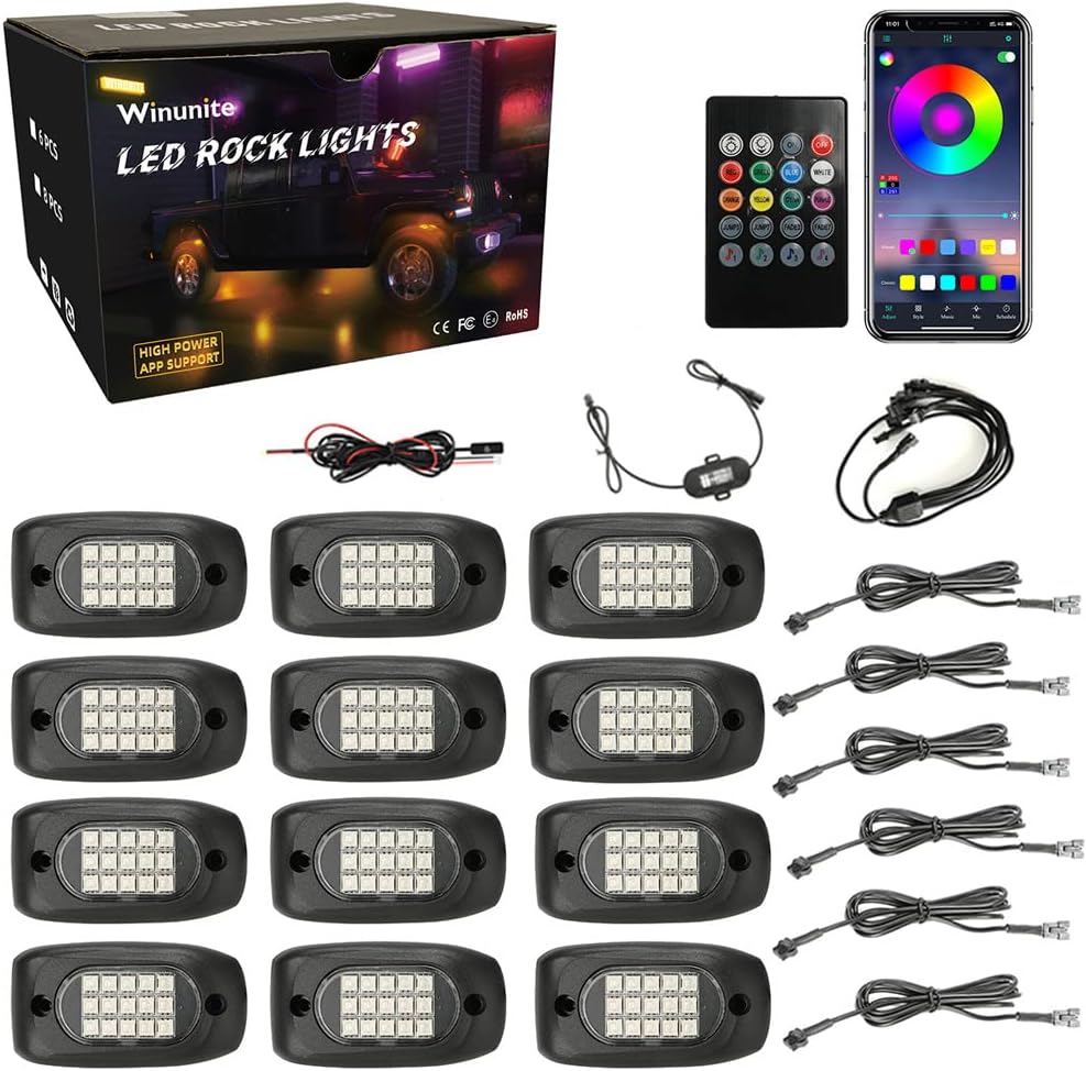 8 Pods RGB LED Rock Lights with Remote Control S4447