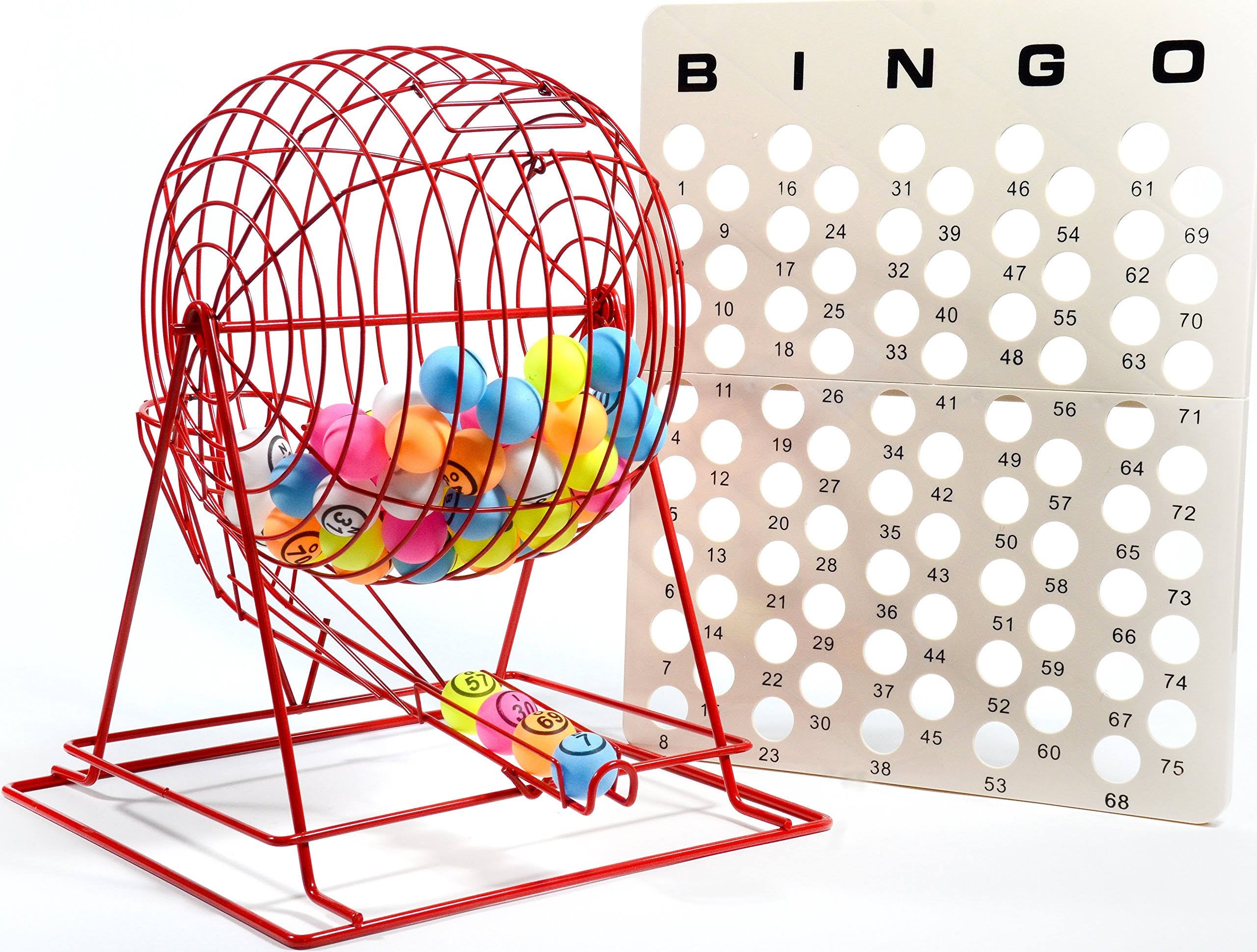 Jumbo Red Bingo Cage with Multicolor Bingo Balls G5776