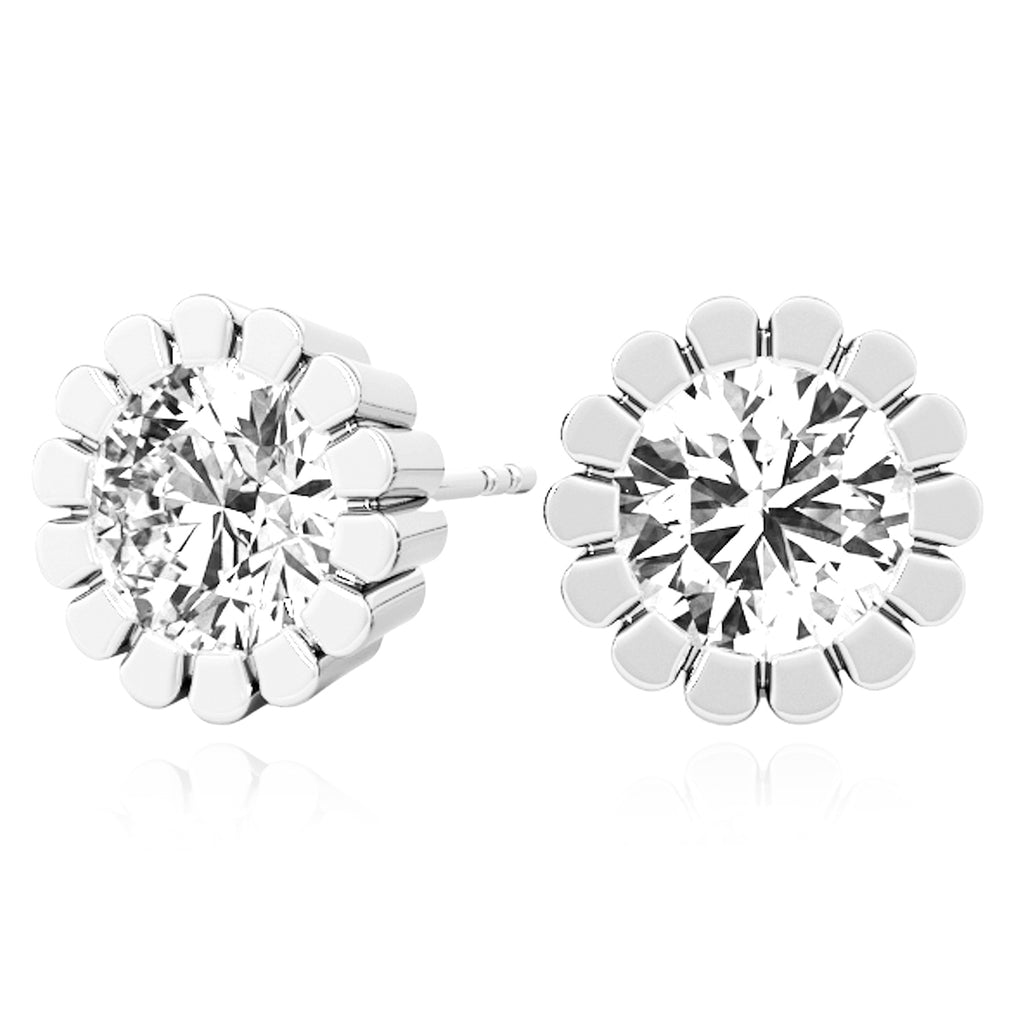 14K Gold Flower Stud Earrings L794