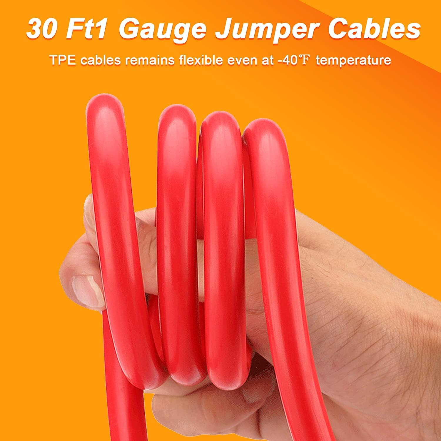 30 Feet 1 Gauge 800A Heavy Duty Booster Cable with Carry Bag M486