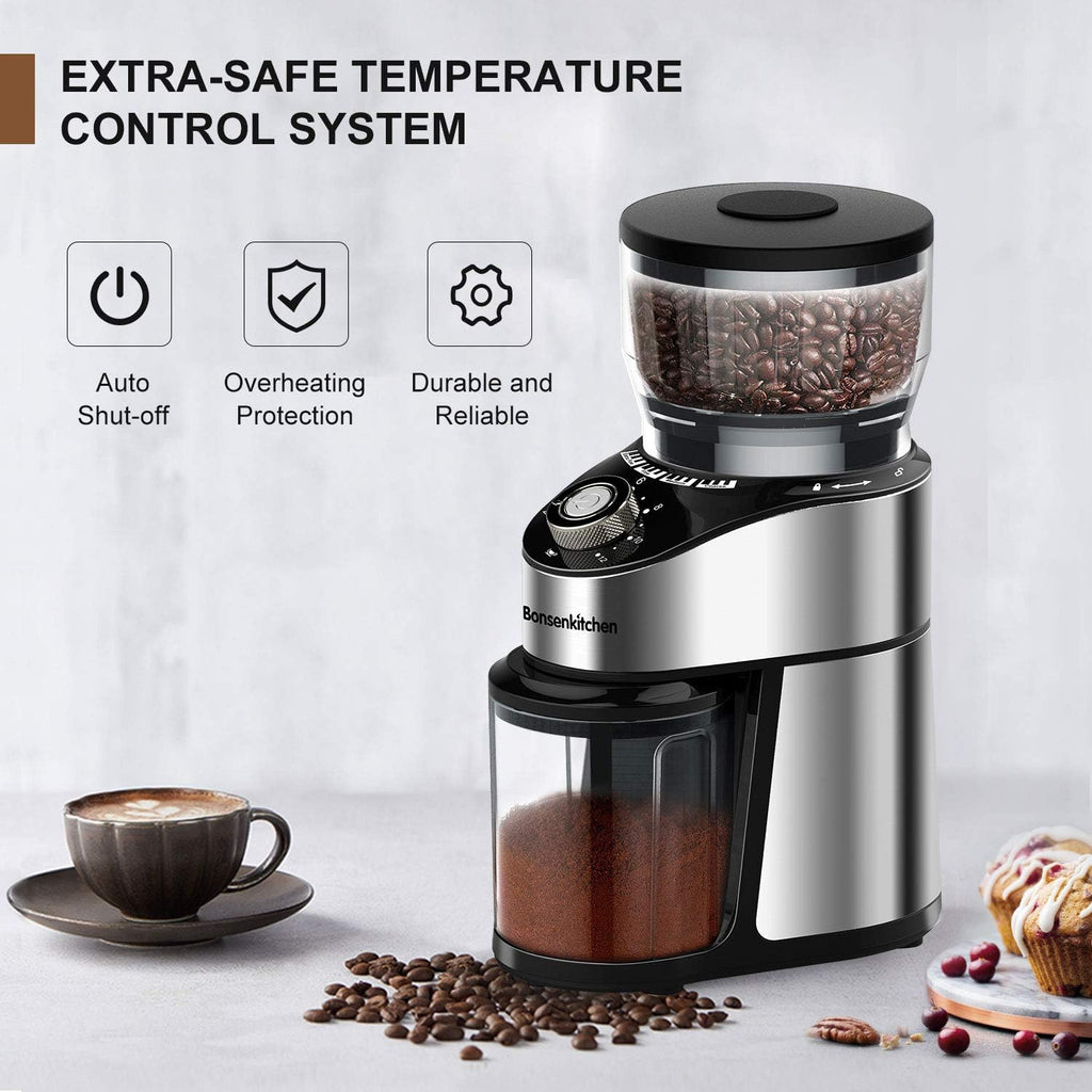 Stainless Steel Electric Conical Burr Coffee Grinder with 12 Grind Settings Y9543