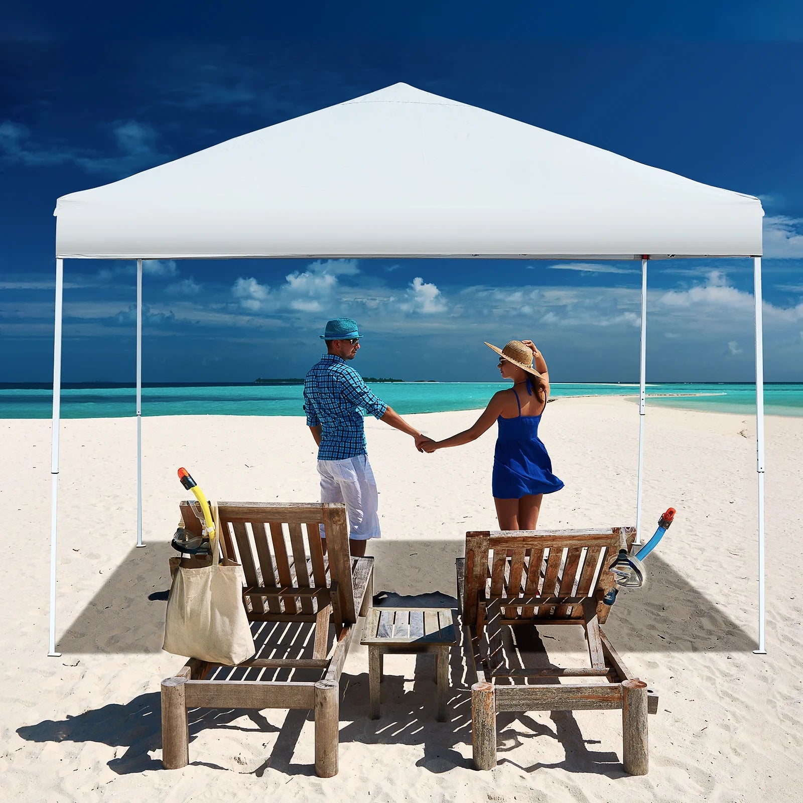 10' x 10' Outdoor Pop-up Canopy Tent with Mesh Sidewalls T4981
