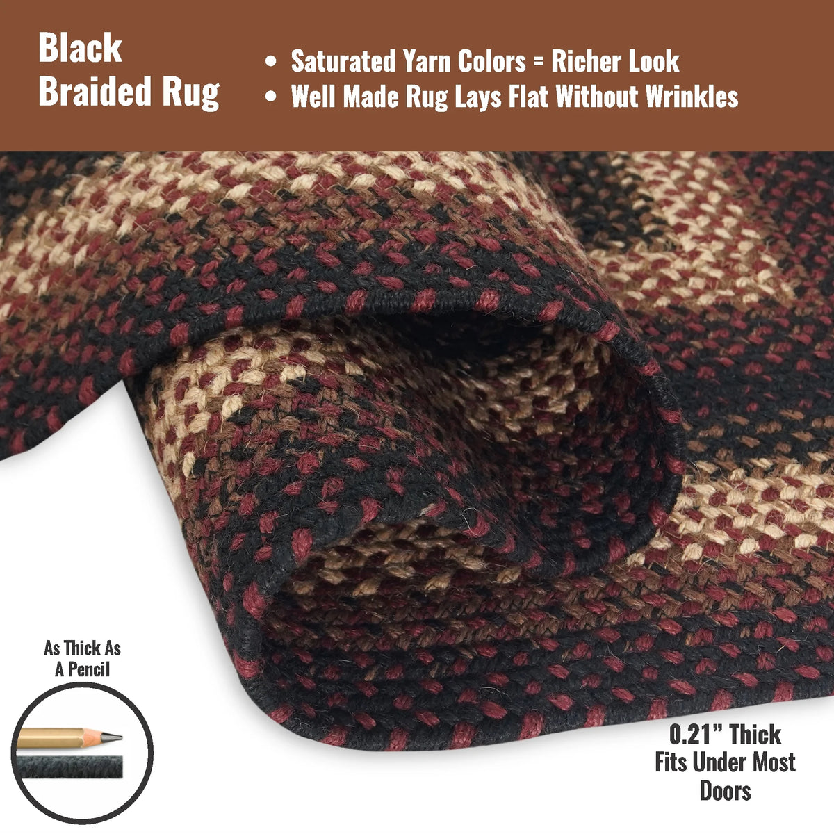 Jute Black 6x9' Braided Rug V3077