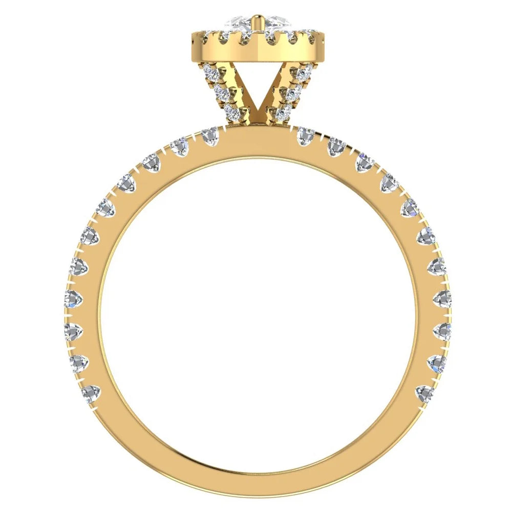 Marquise Cut Halo Diamond Ring 14K Gold 1.10 Carat C480
