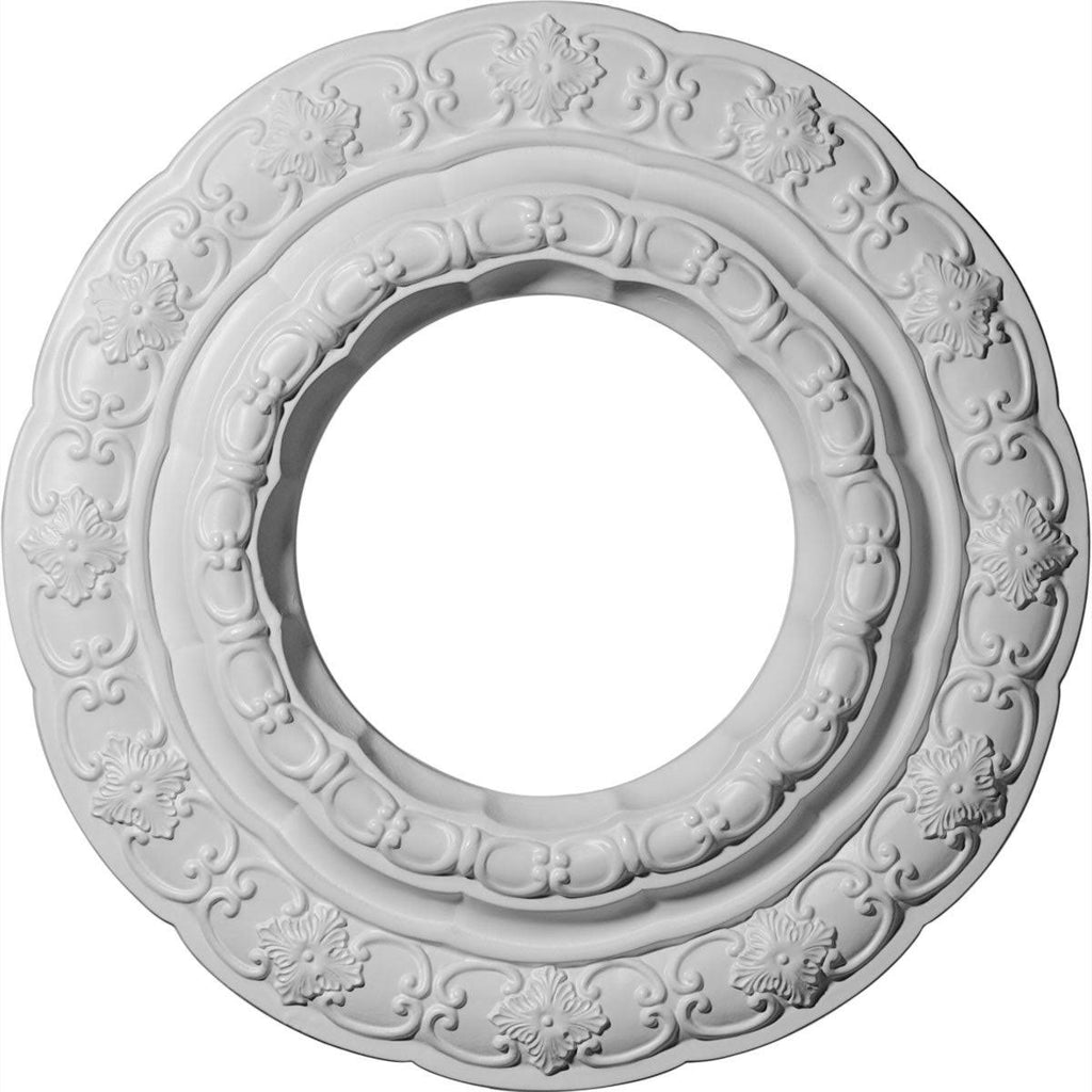 15 3/8x22OD x 7x22ID x 1x22P Ceiling Medallion Hand-Painted Mississippi Mud Crackle O9662
