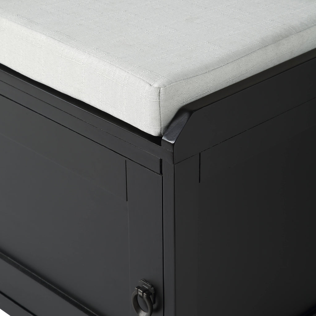 Grey Wood Storage Bench with 2 Cabinets H284