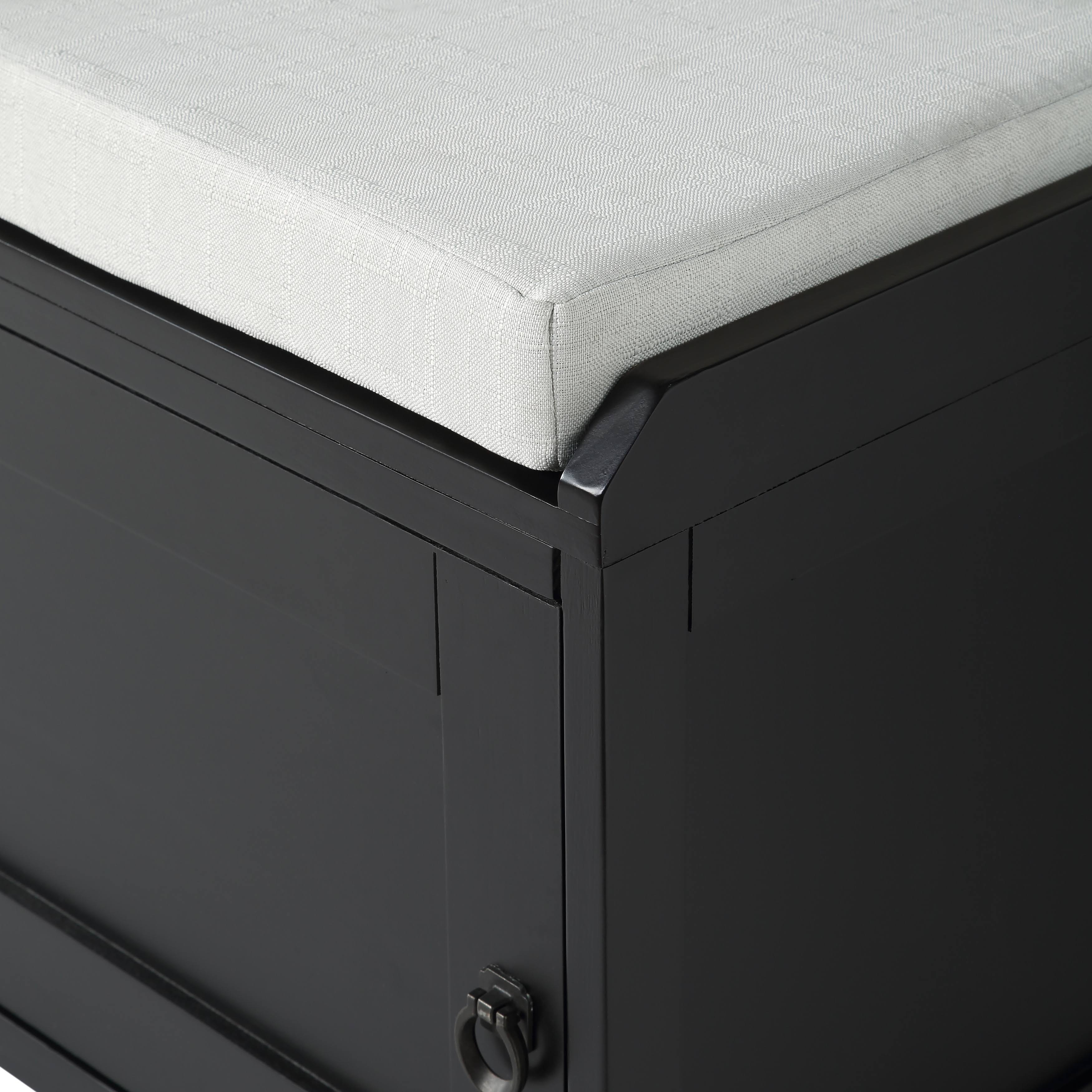 Grey Wood Storage Bench with 2 Cabinets H284